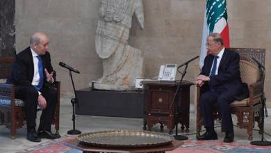 وزیر خارجه فرانسه با رئیس‌جمهور لبنان دیدار کرد