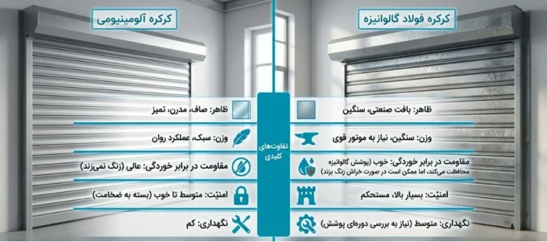 تفاوت کرکره برقی آلومینیومی و گالوانیزه